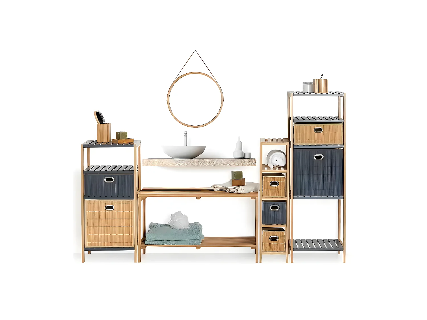 Prateleiras Auxiliares para Banheiro Mix Color Carvalho Claro 78x46 cm