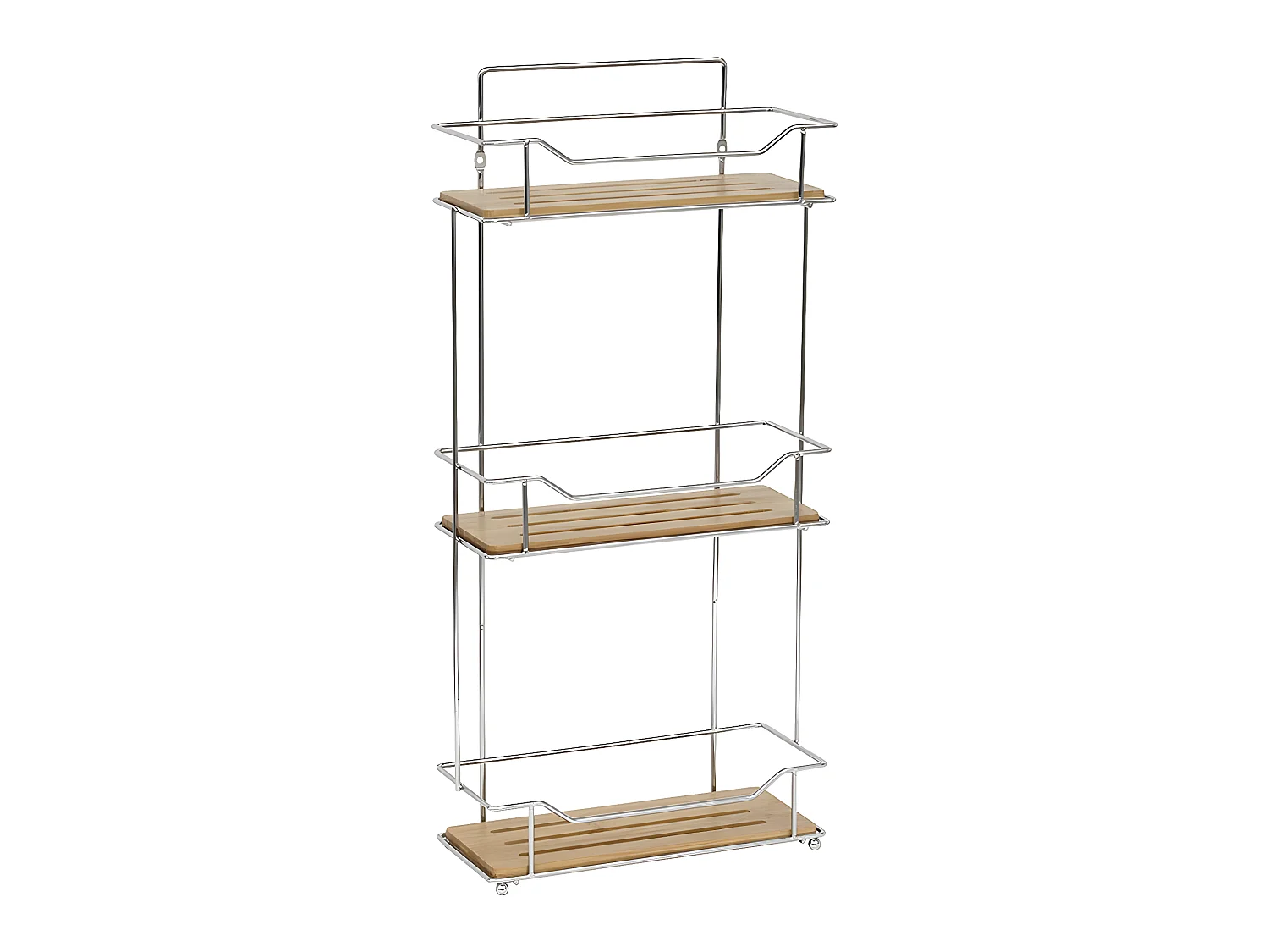 Étagère de rangement à poser ou à fixer 3 niveaux en Métal et Bambou H 57 cm