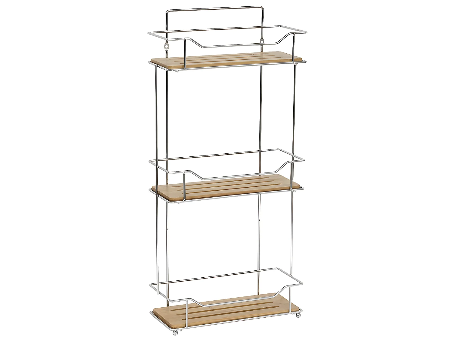 Étagère de rangement à poser ou à fixer 3 niveaux en Métal et Bambou H 57 cm