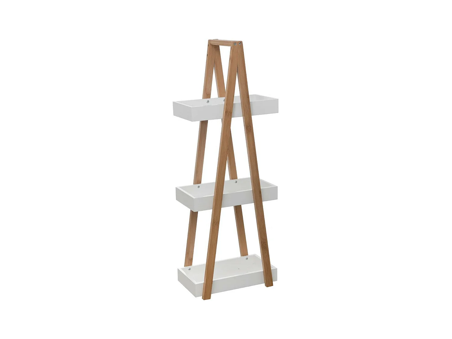 Étagère de rangement Desserte 3 niveaux en Bambou et bois Blanc H 82 cm