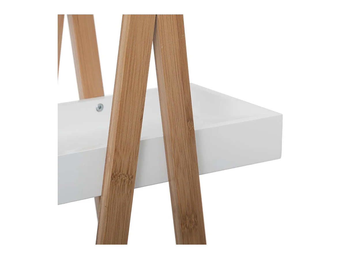 Étagère de rangement Desserte 3 niveaux en Bambou et bois Blanc H 82 cm