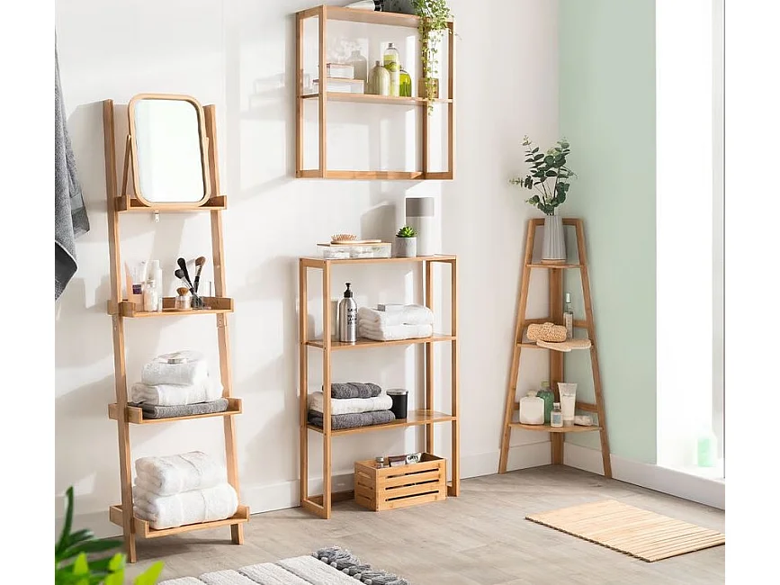 Étagère de rangement Echelle 4 niveaux en Bambou H 144.5 cm