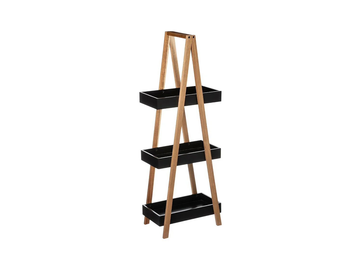 Étagère de rangement Desserte 3 niveaux en Bambou et bois Noir H 82 cm