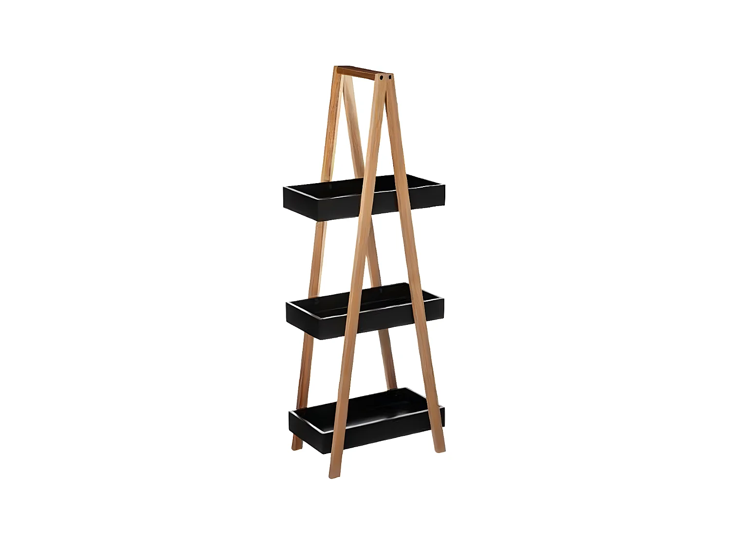 Étagère de rangement Desserte 3 niveaux en Bambou et bois Noir H 82 cm