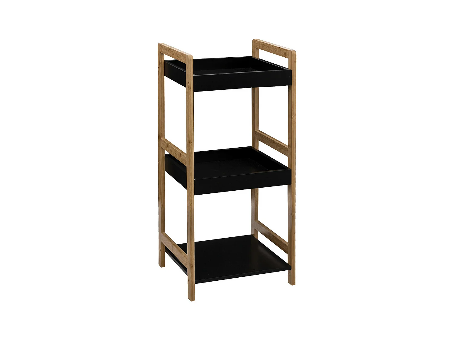 Étagère de rangement 3 niveaux en Bambou et Bois Noir H 80 cm