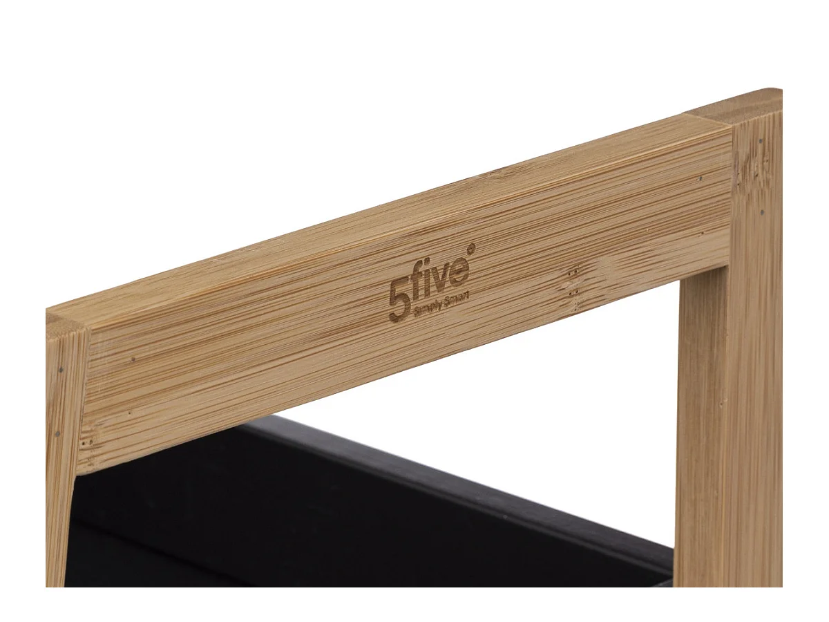 Étagère de rangement 3 niveaux en Bambou et Bois Noir H 80 cm