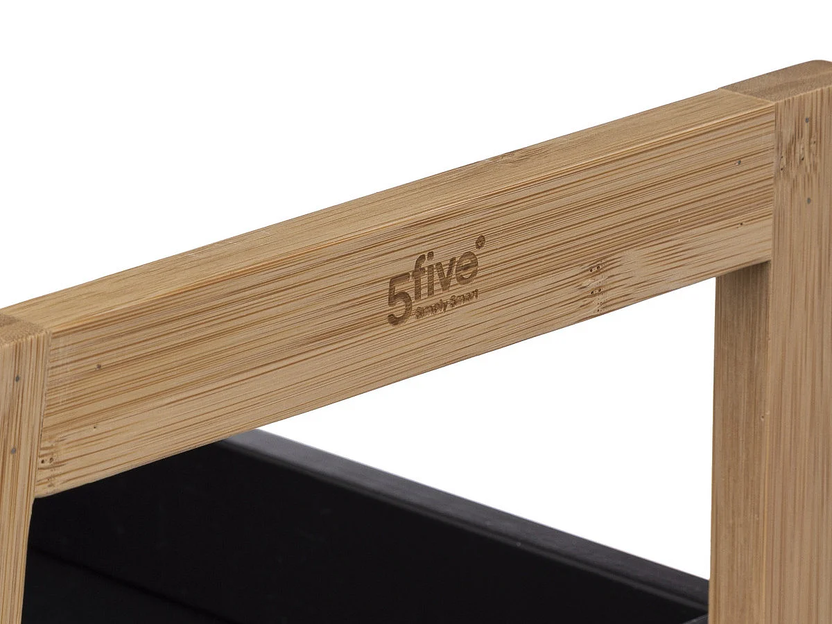 Étagère de rangement 3 niveaux en Bambou et Bois Noir H 80 cm