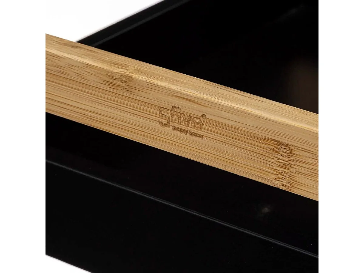 Étagère de rangement 3 niveaux en Bambou et Bois Noir H 80 cm