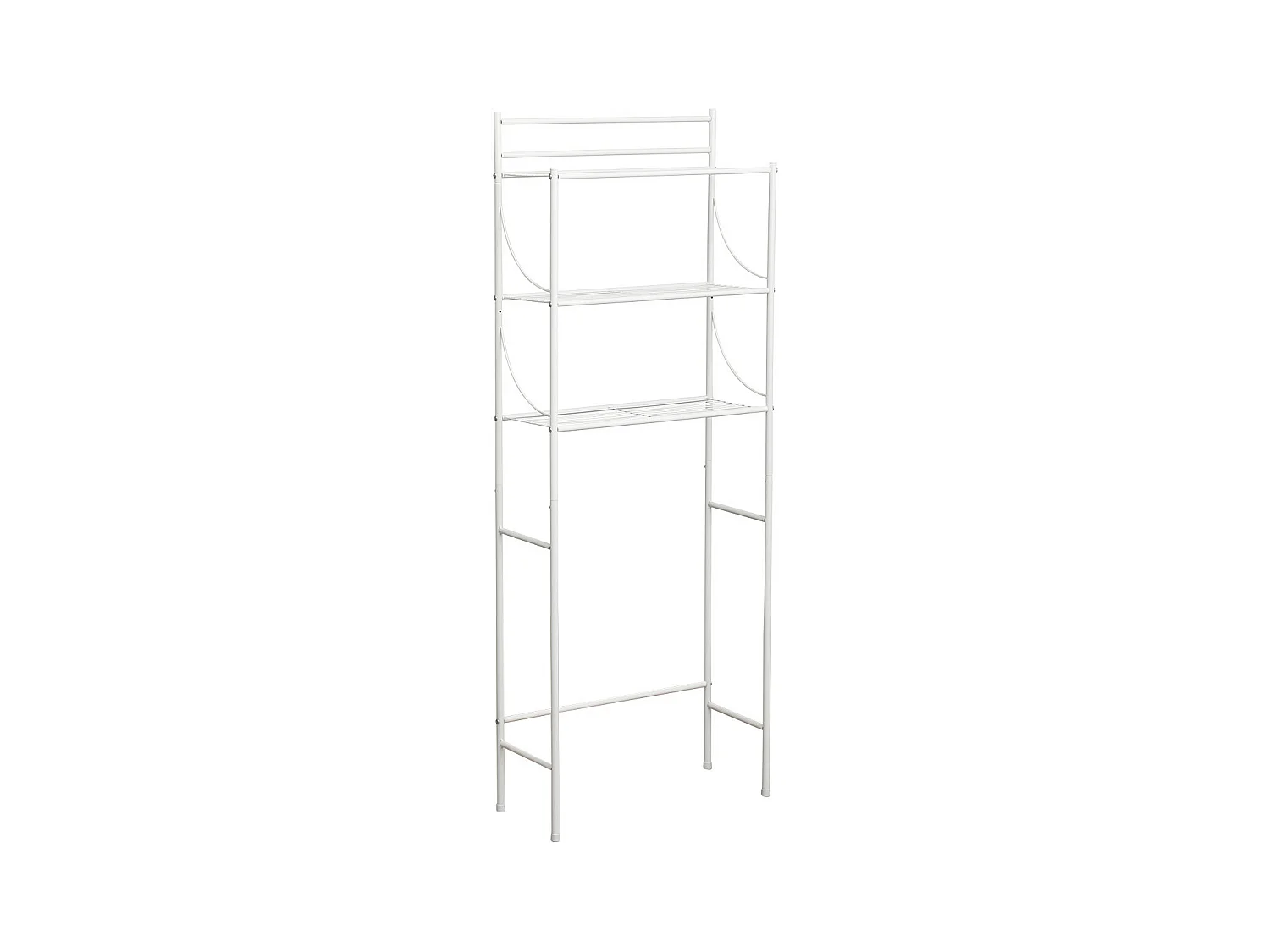 Meuble dessus de Toilettes WC avec 3 Tablettes en Métal Blanc H 156 cm
