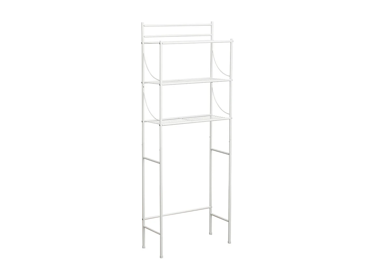 Meuble dessus de Toilettes WC avec 3 Tablettes en Métal Blanc H 156 cm