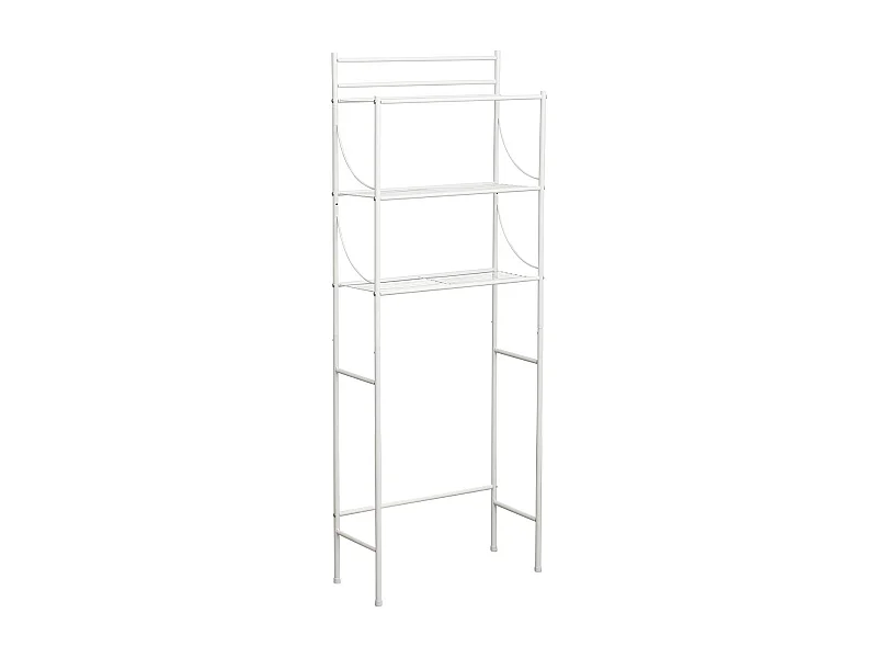 Meuble dessus de Toilettes WC avec 3 Tablettes en Métal Blanc H 156 cm