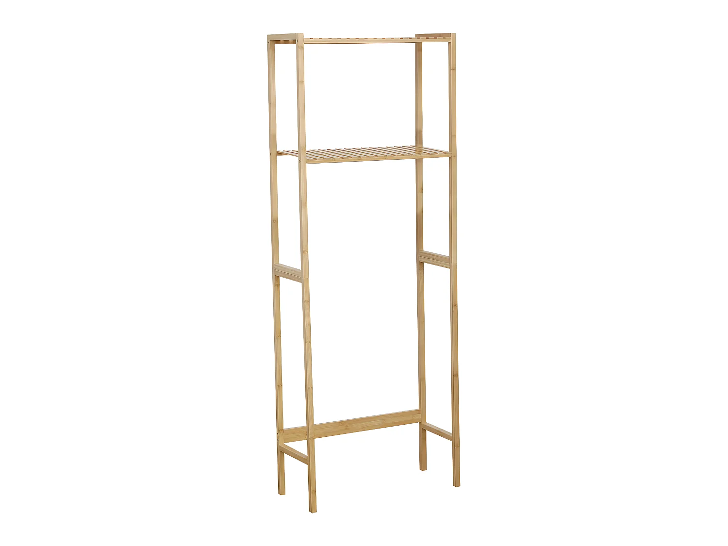 Meuble dessus de Toilettes WC avec 2 Étagères en Bambou H 161 cm