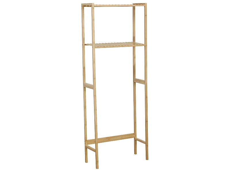 Meuble dessus de Toilettes WC avec 2 Étagères en Bambou H 161 cm
