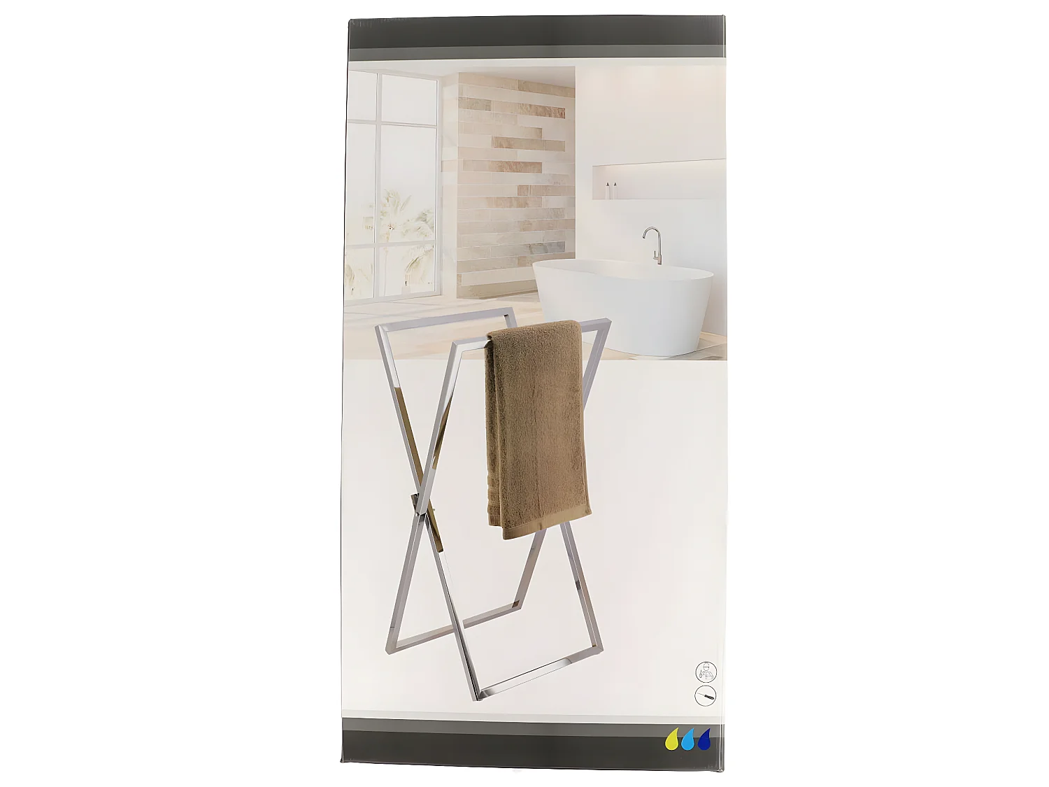 Porte-serviettes pliable 2 Barres en métal Chrome H 85 cm