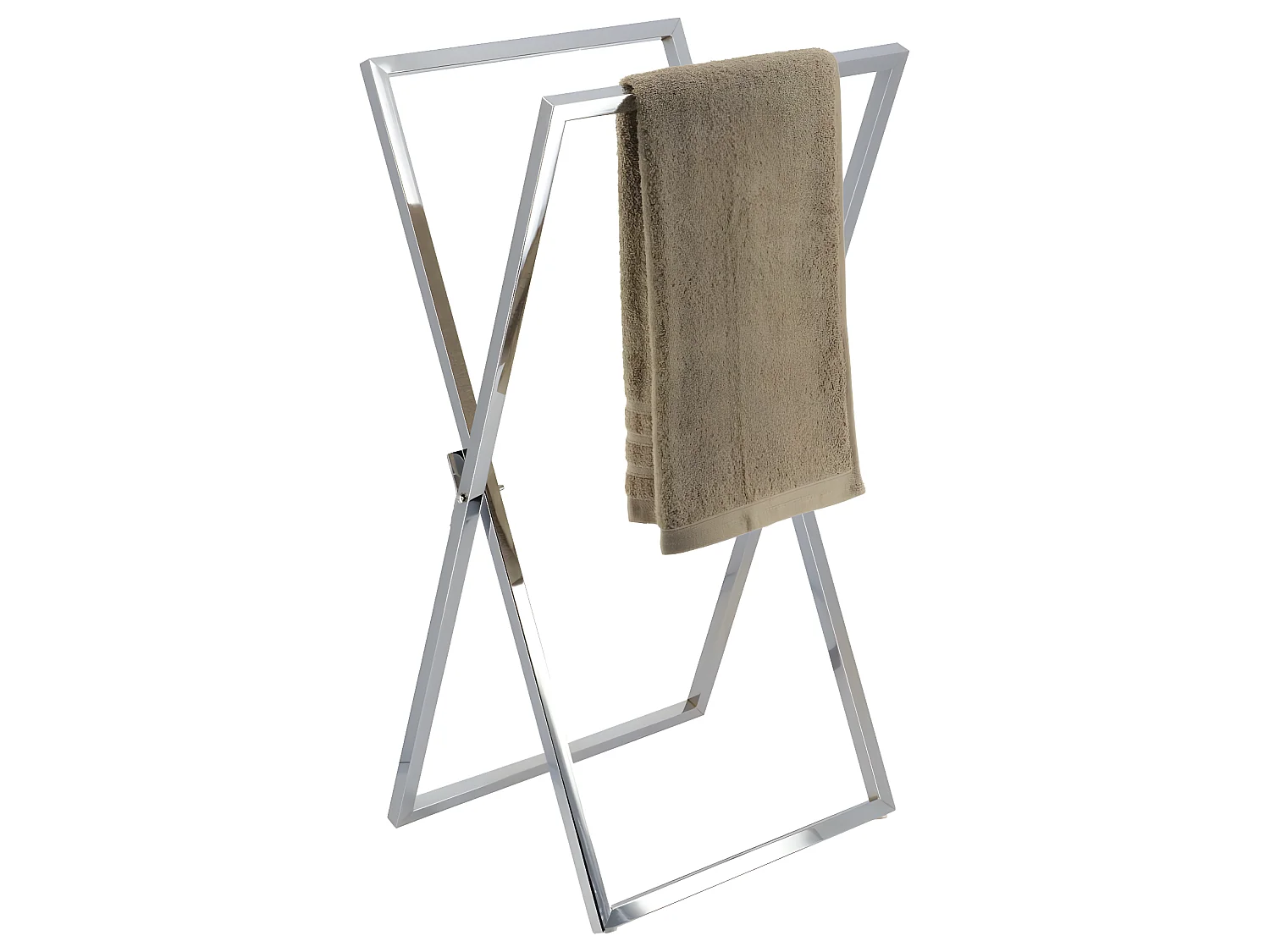 Porte-serviettes pliable 2 Barres en métal Chrome H 85 cm