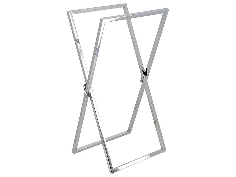 Porte-serviettes pliable 2 Barres en métal Chrome H 85 cm