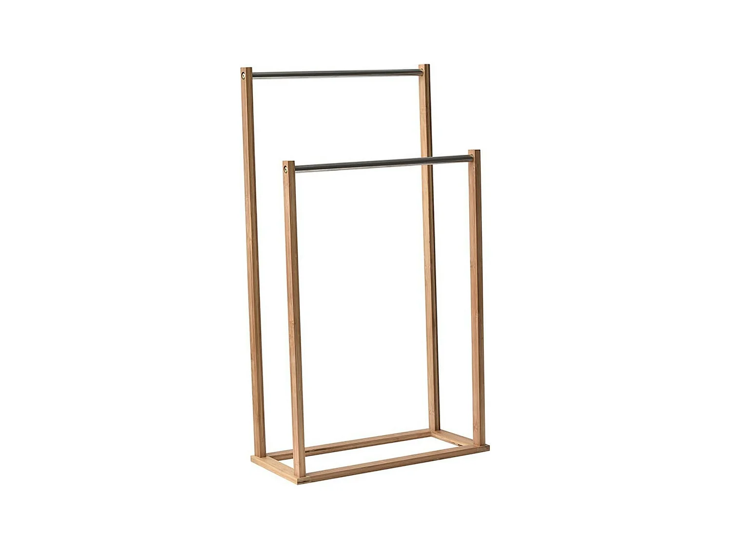 Porte-serviettes 2 Barres en Métal et Bambou H 82 cm