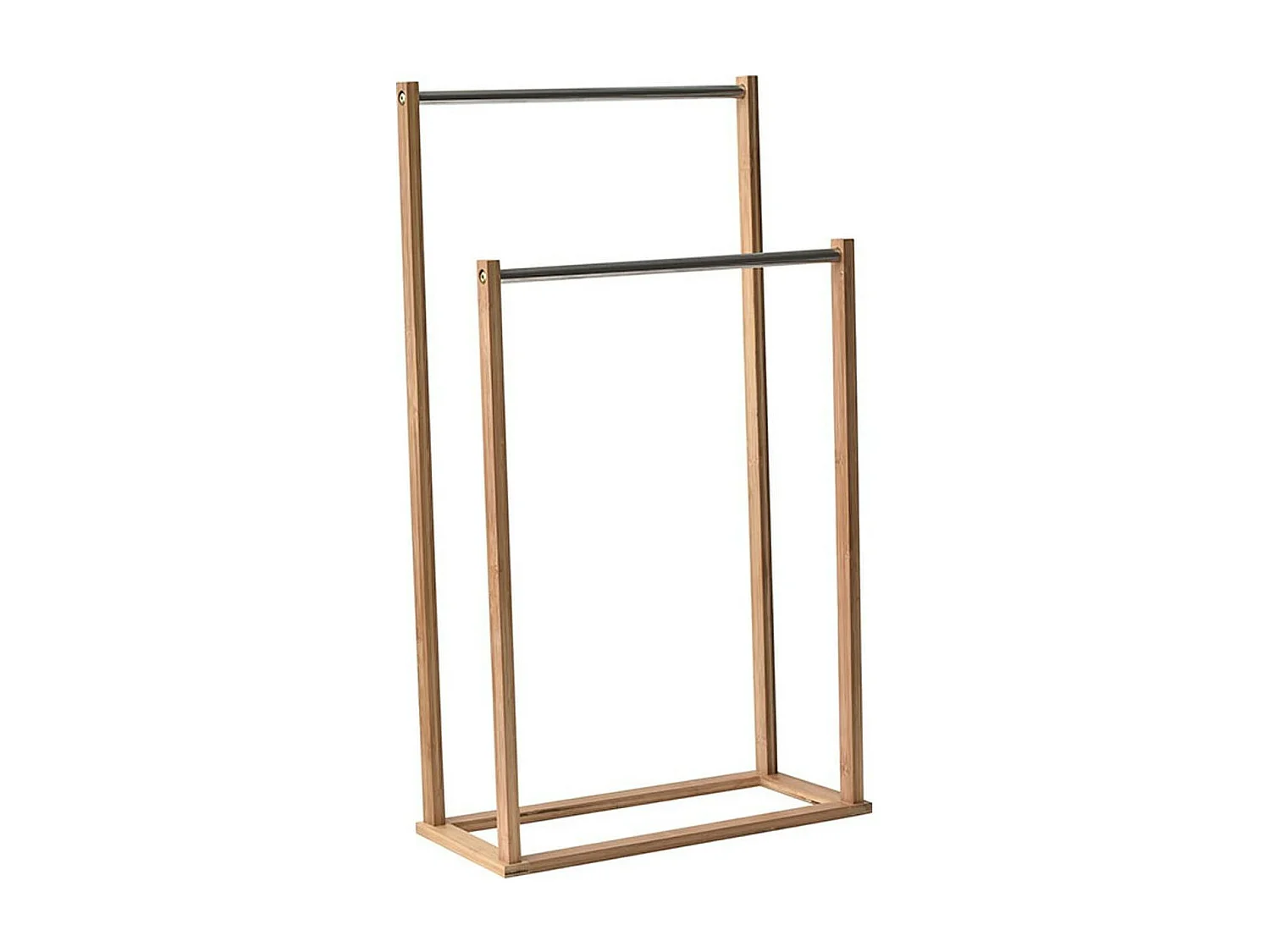 Porte-serviettes 2 Barres en Métal et Bambou H 82 cm