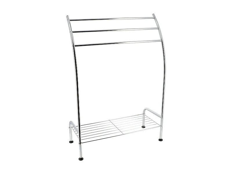 Porte-serviettes 3 Barres et 1 Etagère en métal chromé H 85 cm
