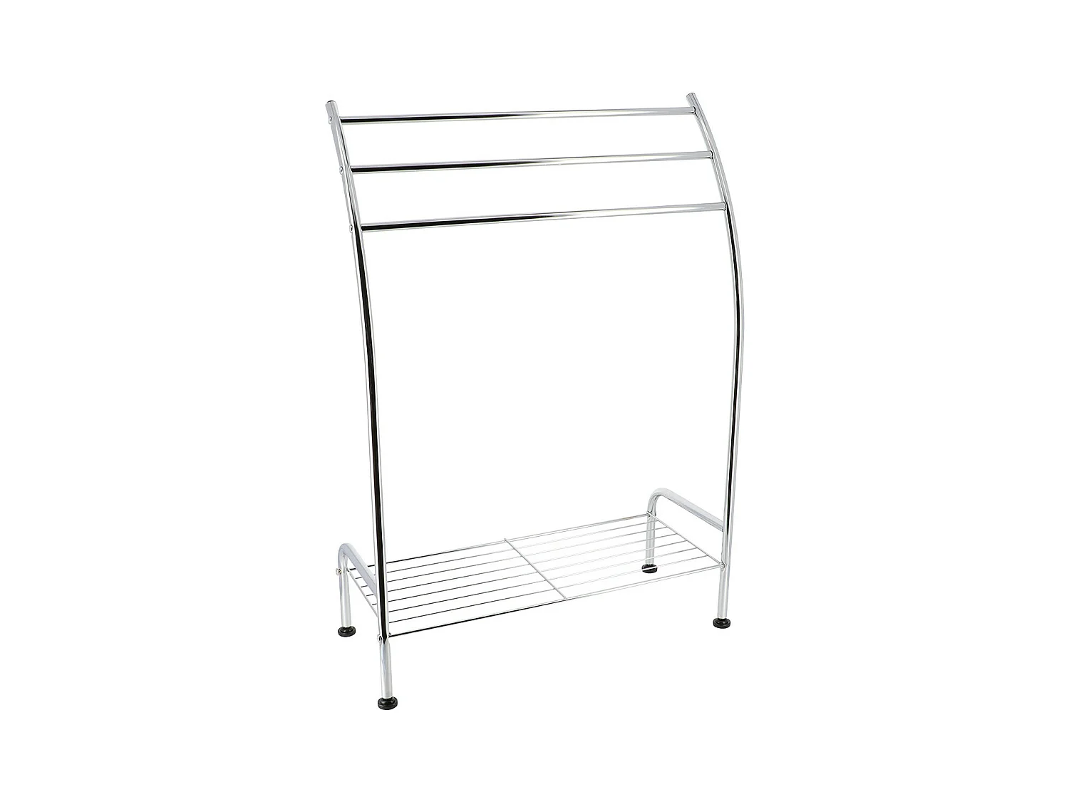 Porte-serviettes 3 Barres et 1 Etagère en métal chromé H 85 cm