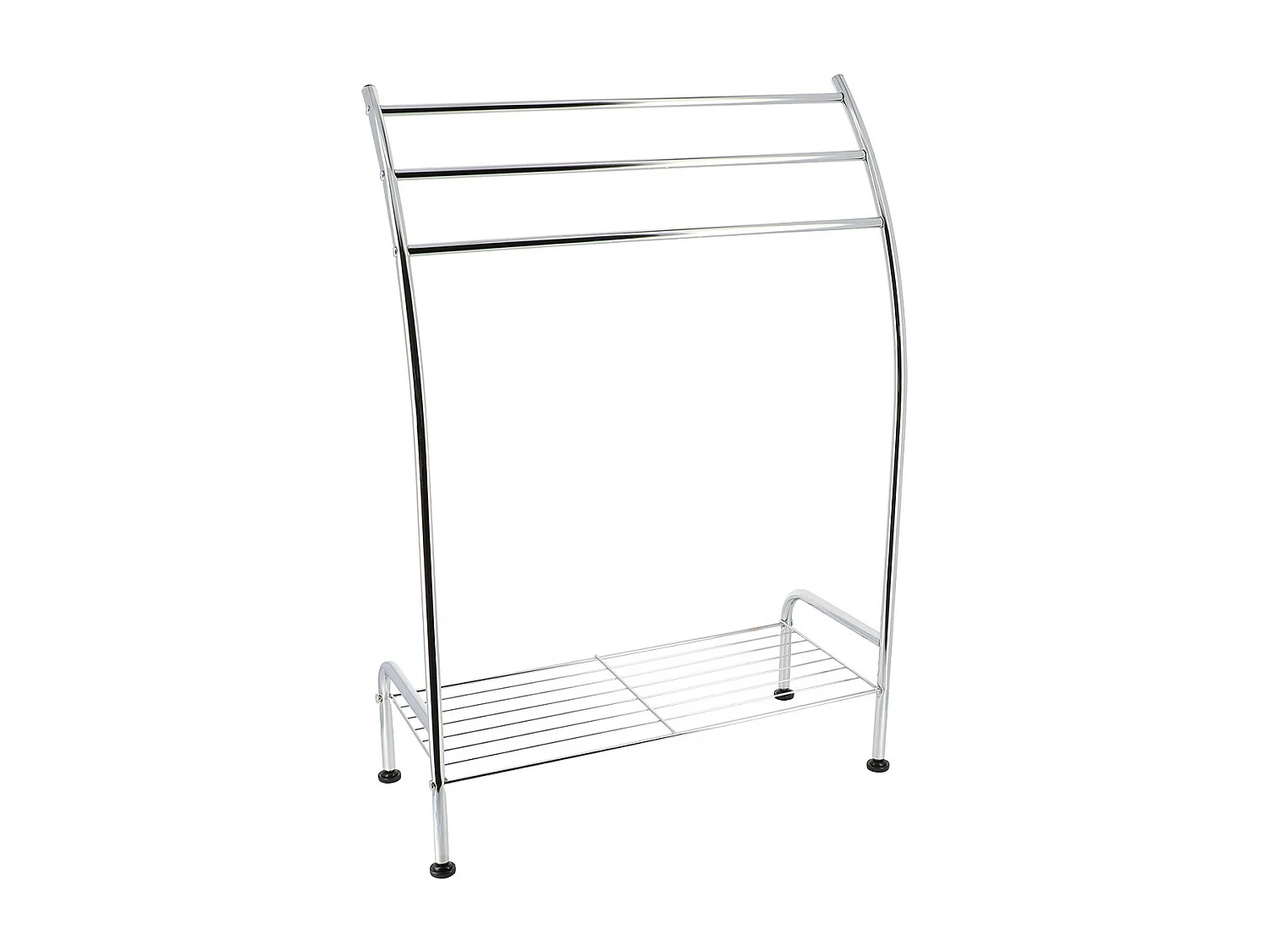 Porte-serviettes 3 Barres et 1 Etagère en métal chromé H 85 cm