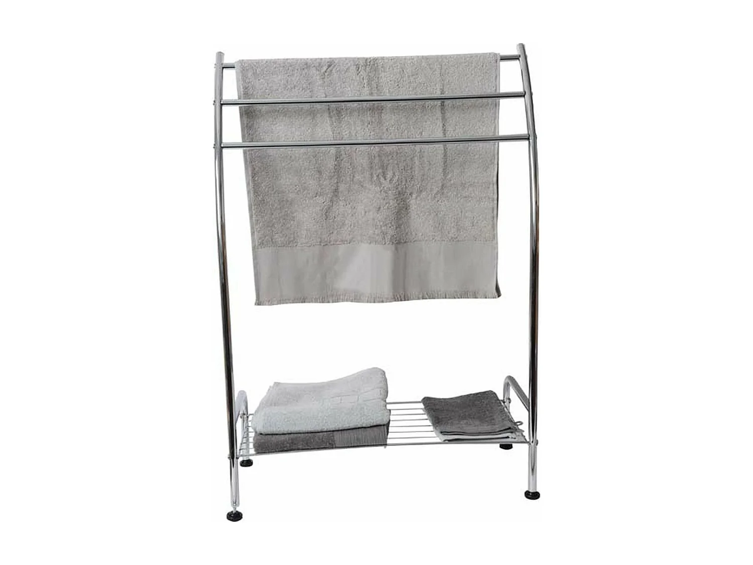 Porte-serviettes 3 Barres et 1 Etagère en métal chromé H 85 cm