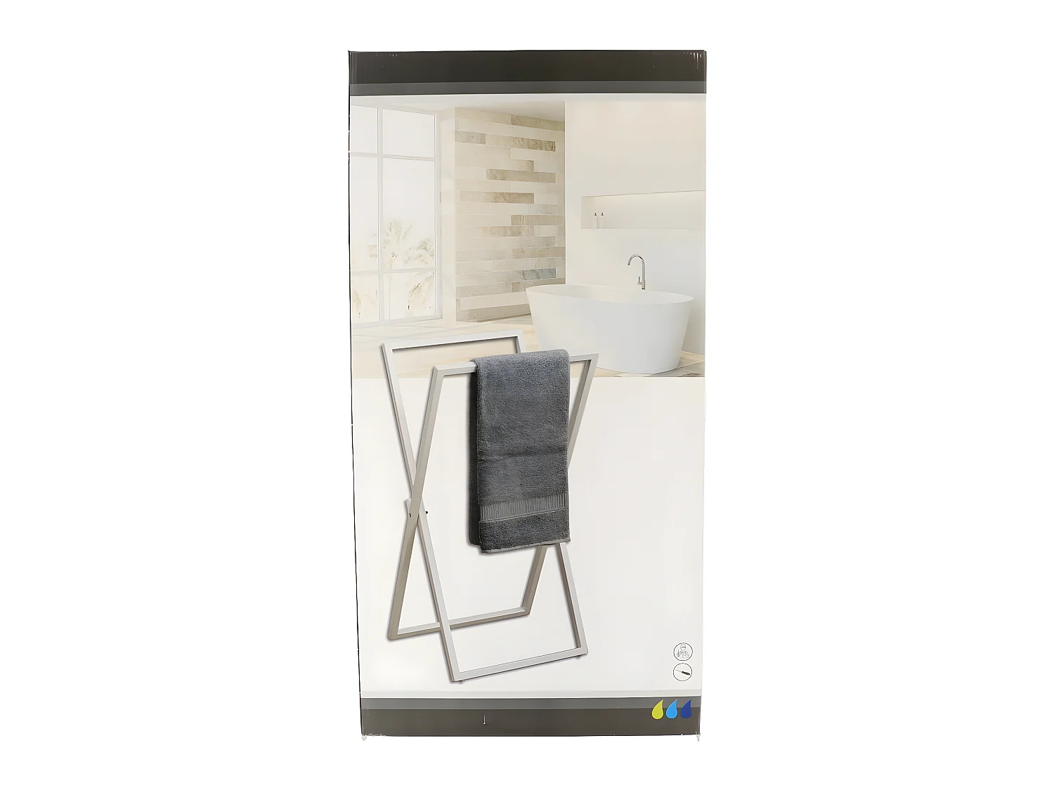 Porte-serviettes pliable 2 Barres en métal Blanc H 85 cm