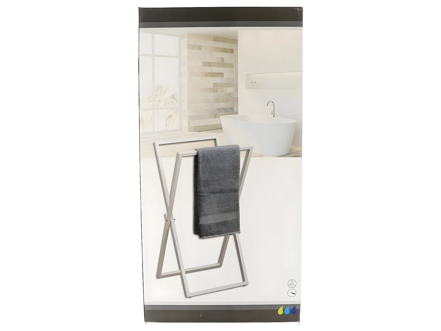Porte-serviettes pliable 2 Barres en métal Blanc H 85 cm