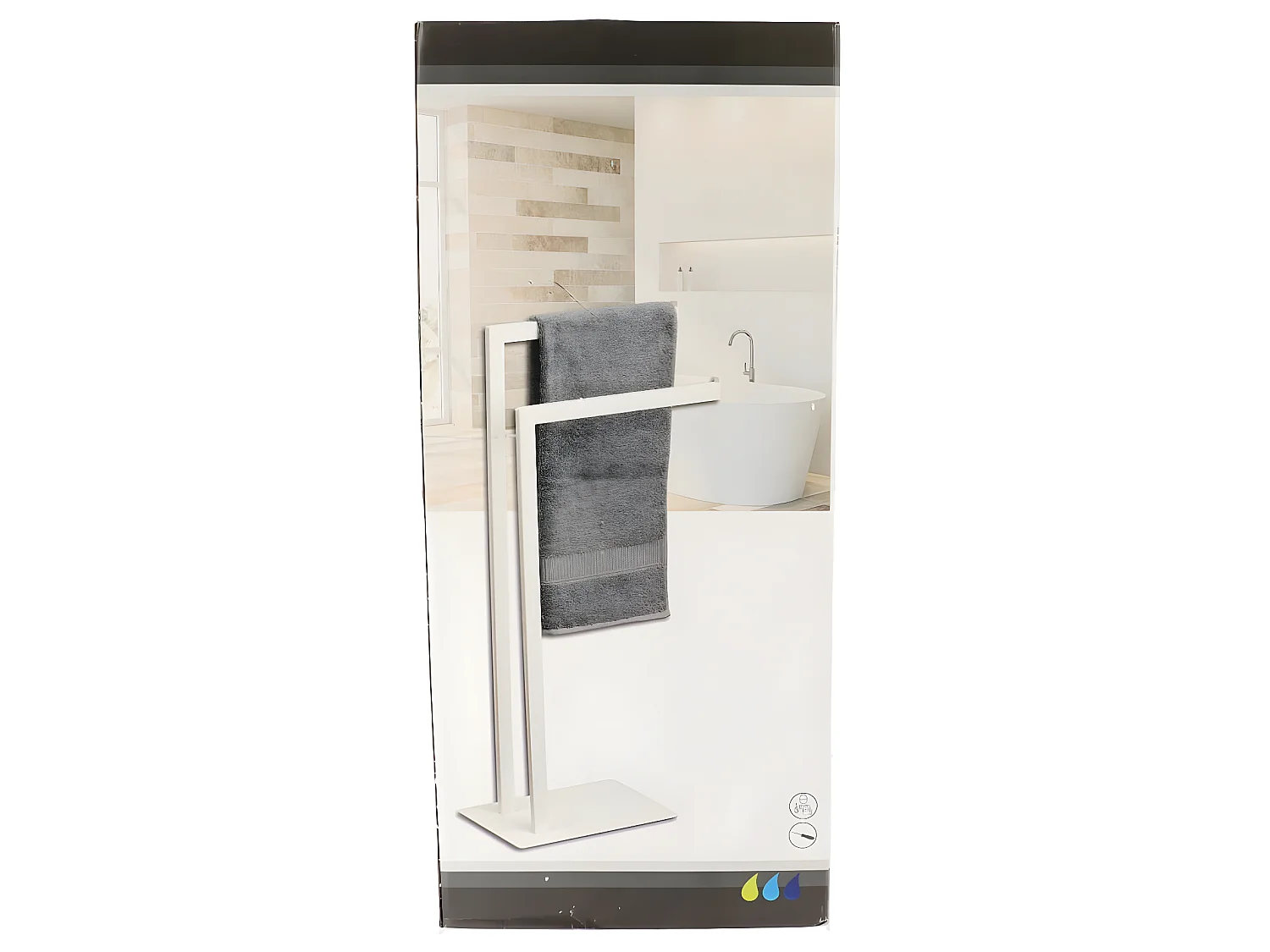 Porte-serviettes 2 Barres en Métal Blanc mat H 81 cm