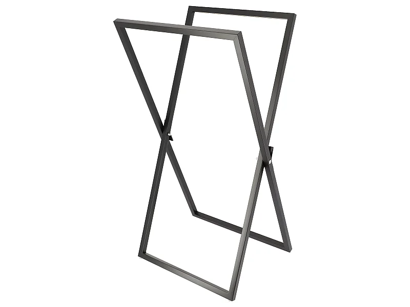 Porte-serviettes pliable 2 Barres en métal Noir H 85 cm