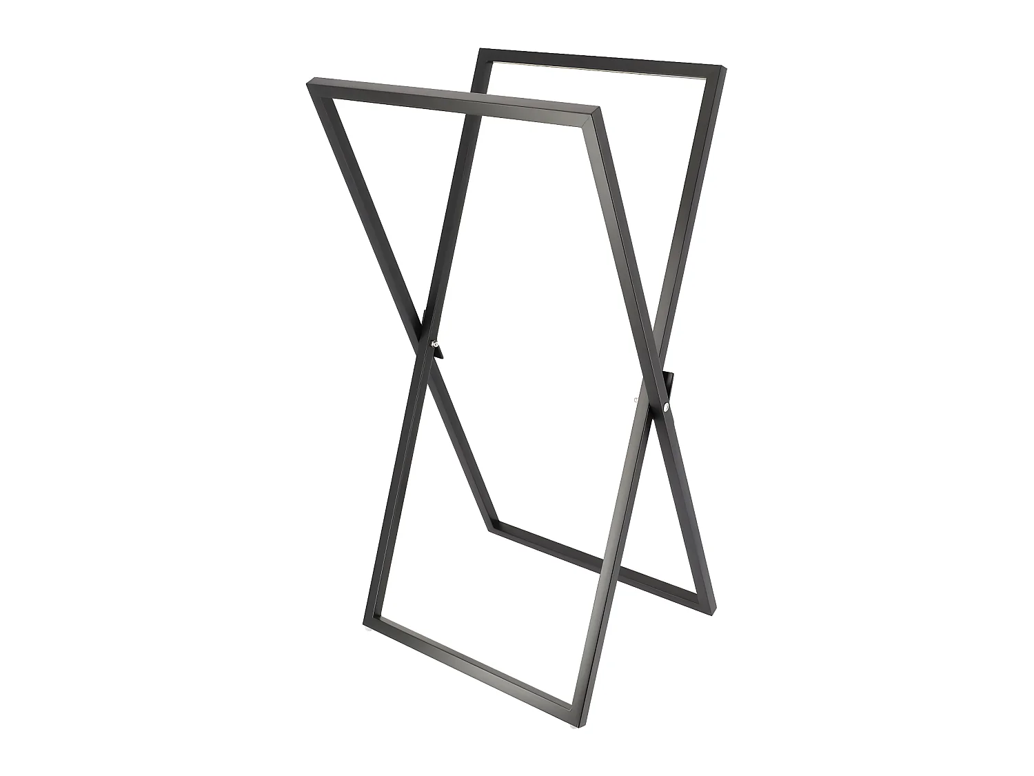 Porte-serviettes pliable 2 Barres en métal Noir H 85 cm