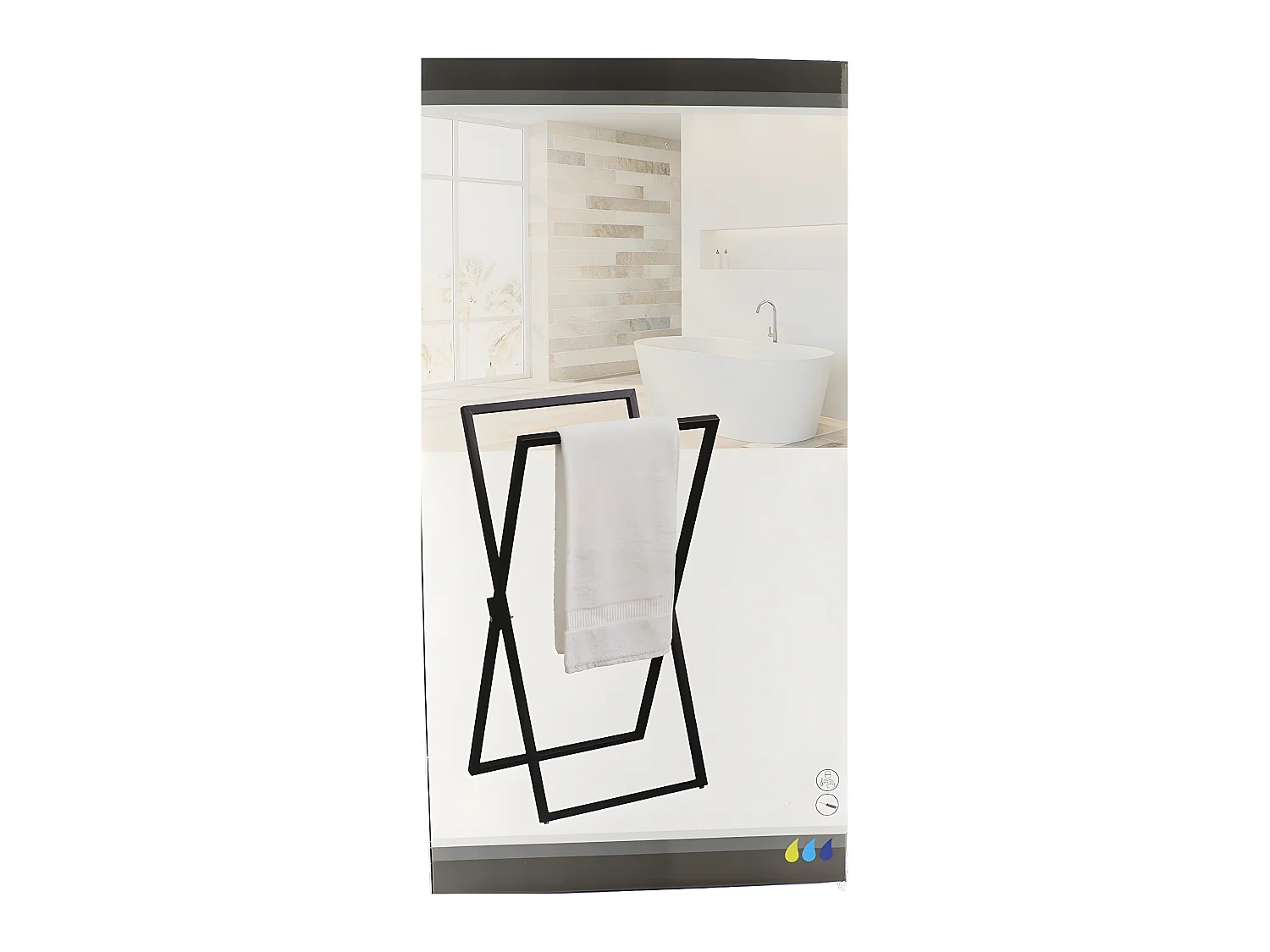 Porte-serviettes pliable 2 Barres en métal Noir H 85 cm