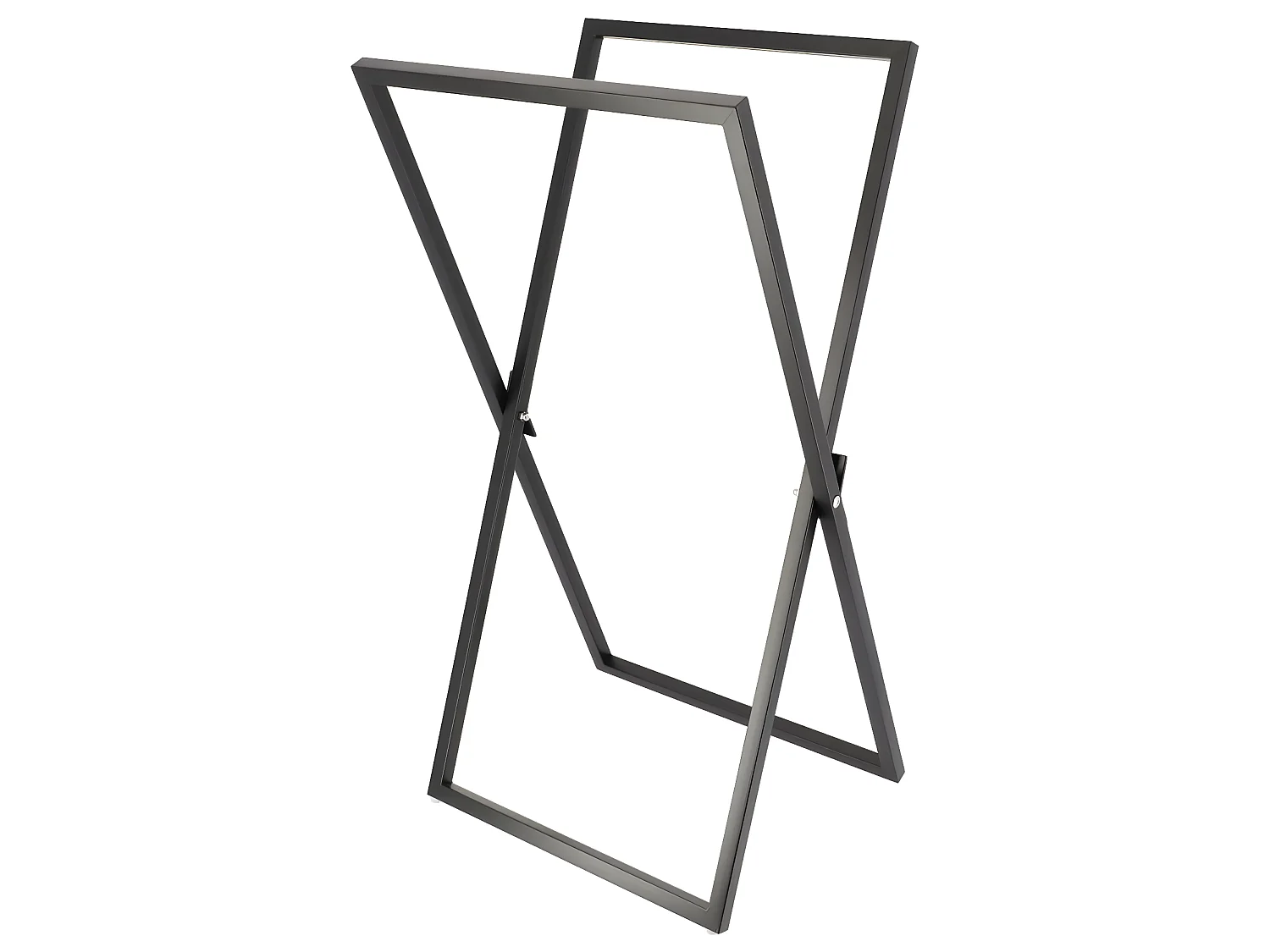 Porte-serviettes pliable 2 Barres en métal Noir H 85 cm