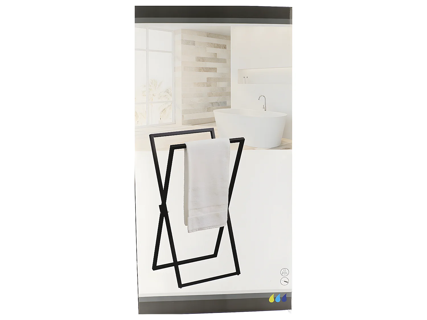 Porte-serviettes pliable 2 Barres en métal Noir H 85 cm