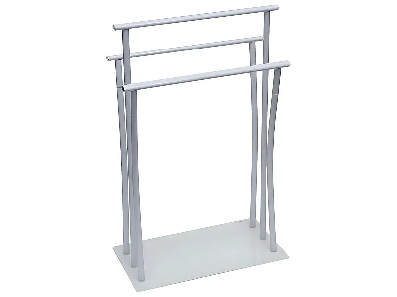 Porte-serviettes 3 Barres en métal blanc Base en verre trempé H 76.5 cm