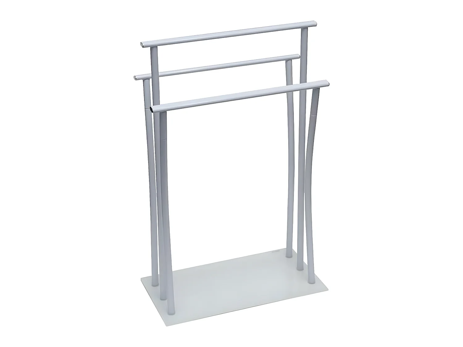 Porte-serviettes 3 Barres en métal blanc Base en verre trempé H 76.5 cm