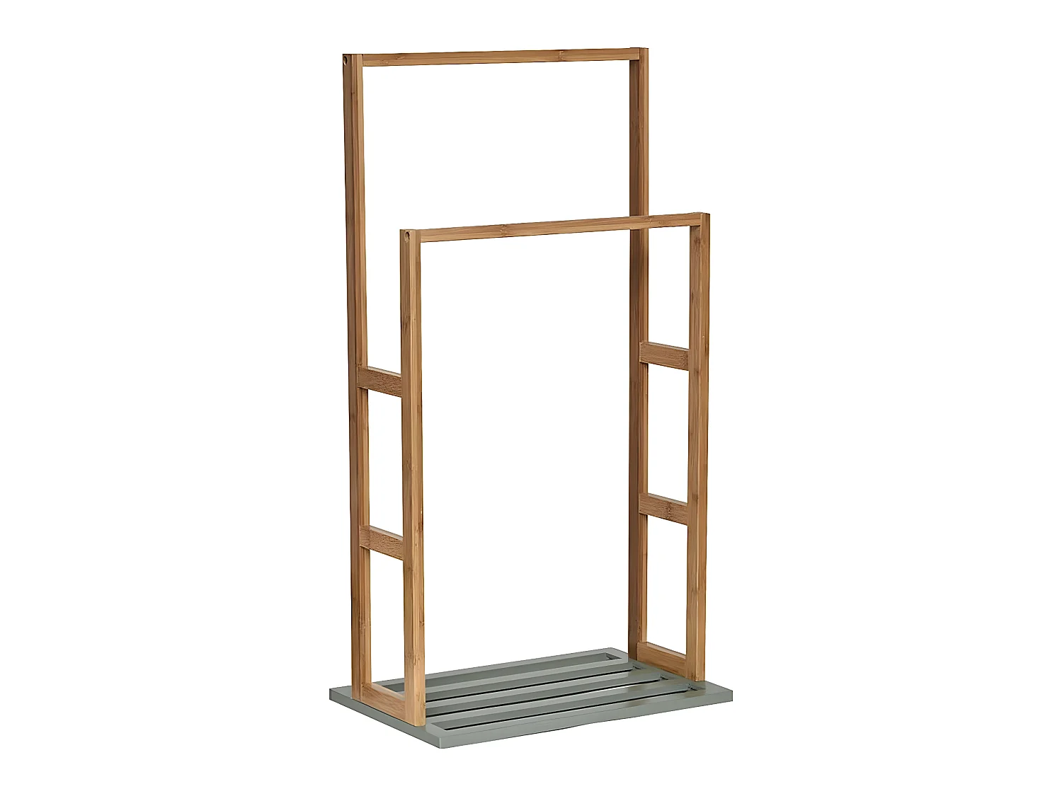 Porte-serviettes 2 Barres en Bambou et Vert Kaki H 80 cm