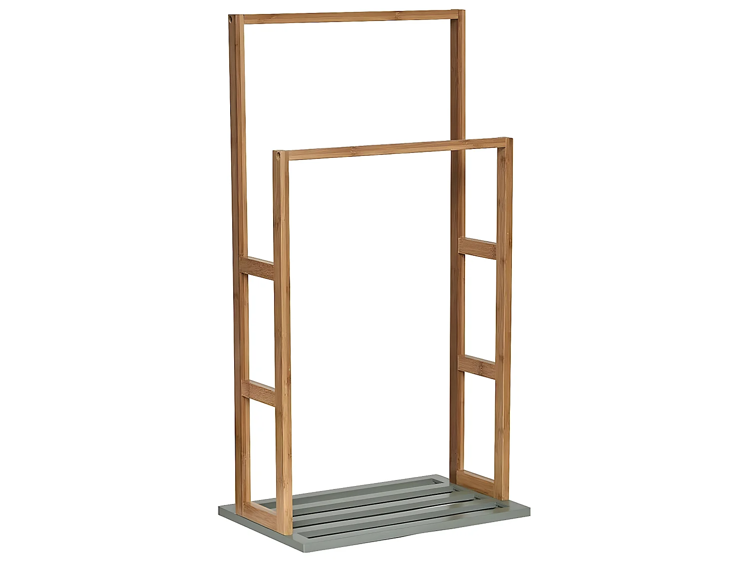 Porte-serviettes 2 Barres en Bambou et Vert Kaki H 80 cm