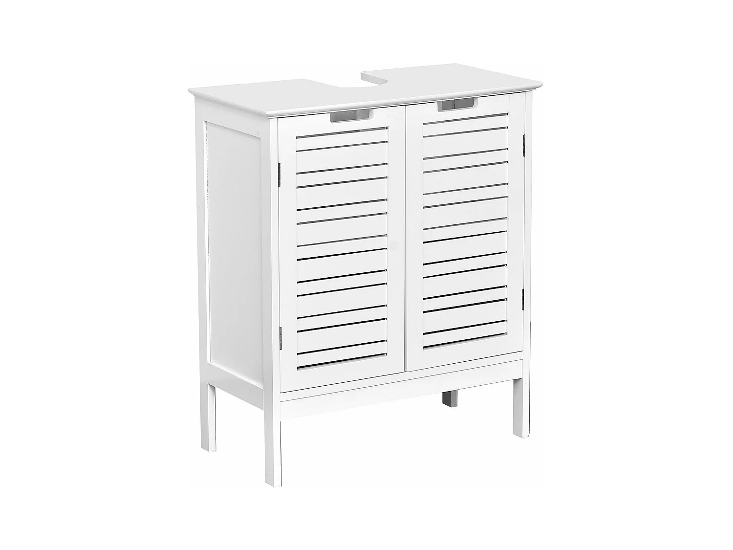 Meuble sous lavabo 2 Portes et 1 Etagère intérieure H 70 cm -  Blanc Miami