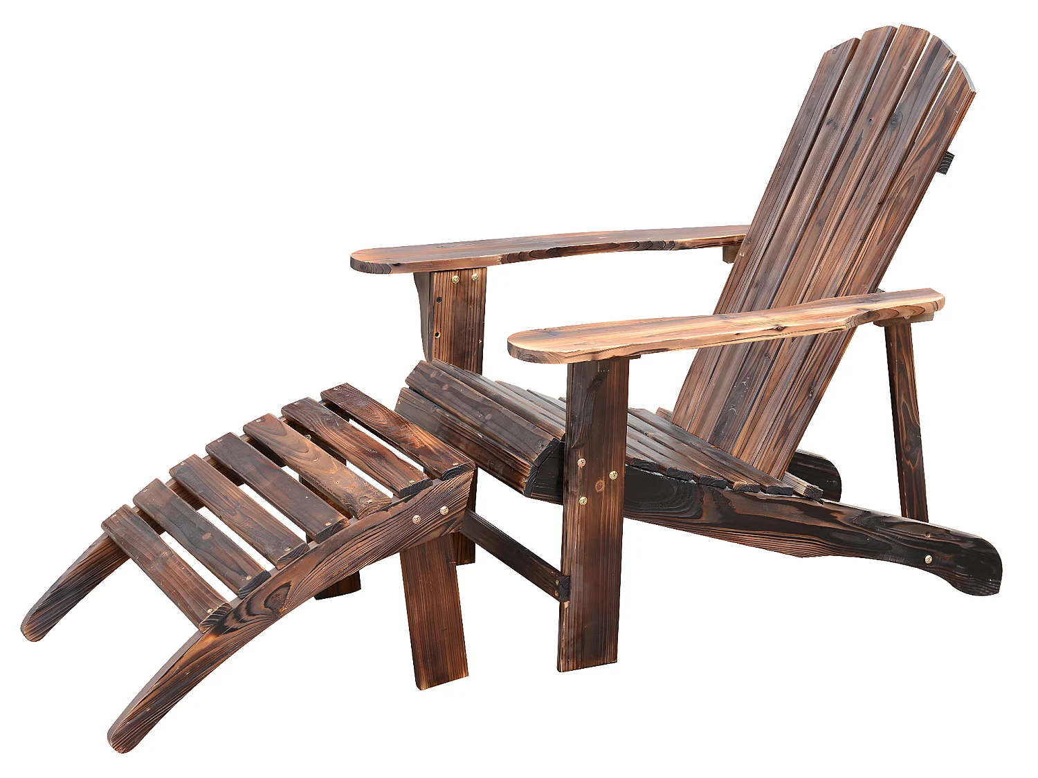 Fauteuil de jardin adirondack chaise longue chaise plage avec tabouret bois de sapin