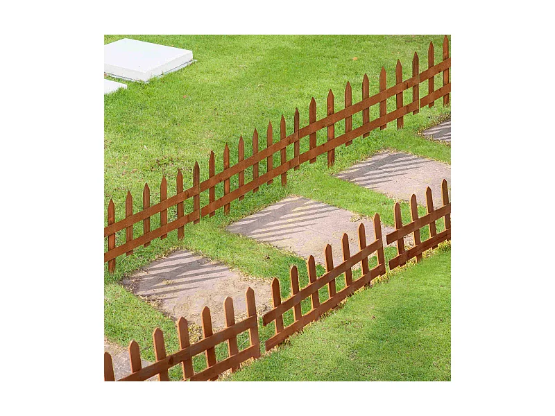Bordures à planter 12 pcs - bordures de pelouse - barrières de jardin en bois de sapin pré-huilé - bordure dim. 60L x 34H cm