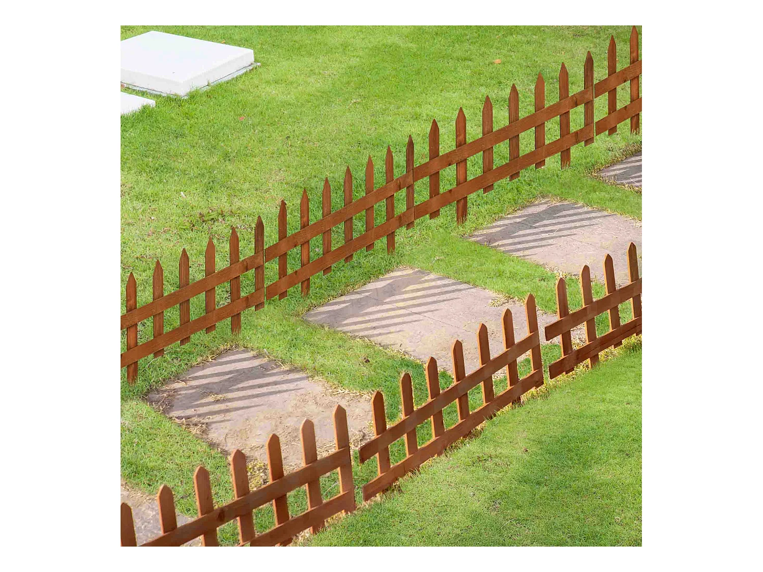 Bordures à planter 12 pcs - bordures de pelouse - barrières de jardin en bois de sapin pré-huilé - bordure dim. 60L x 34H cm