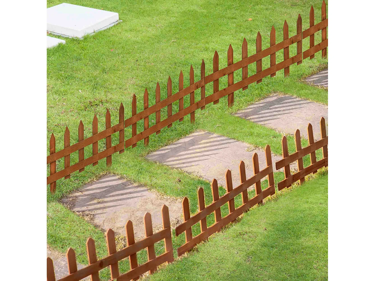 Bordures à planter 12 pcs - bordures de pelouse - barrières de jardin en bois de sapin pré-huilé - bordure dim. 60L x 34H cm