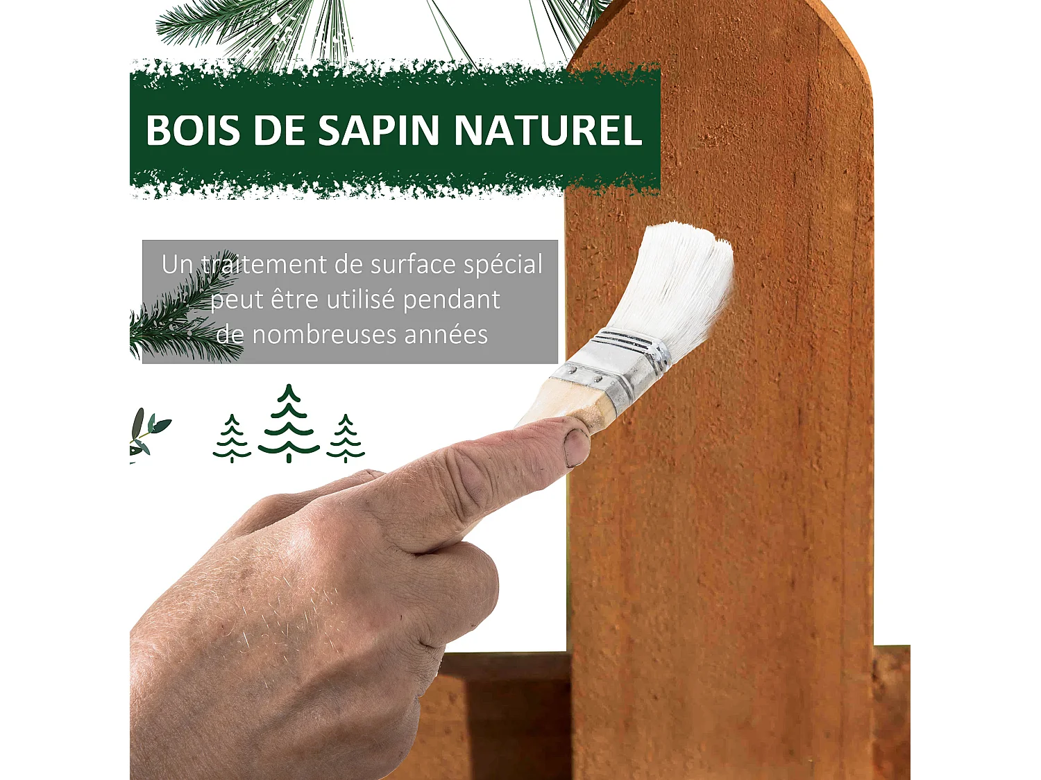 Bordures à planter 12 pcs - bordures de pelouse - barrières de jardin en bois de sapin pré-huilé - bordure dim. 60L x 34H cm