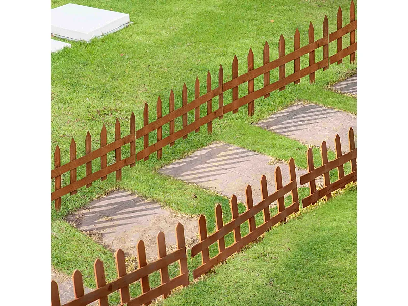 Bordures à planter 12 pcs - bordures de pelouse - barrières de jardin en bois de sapin pré-huilé - bordure dim. 60L x 34H cm