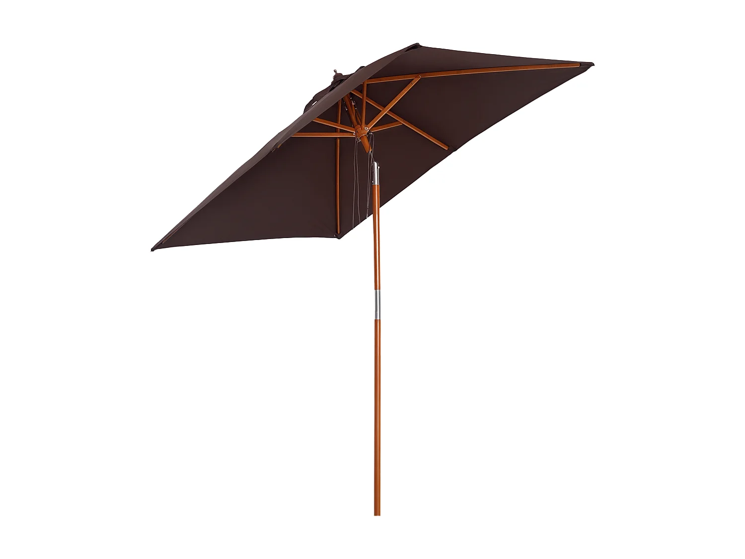 Parasol rectangulaire inclinable bois polyester haute densité 2L x 1,5l x 2,3H m chocolat