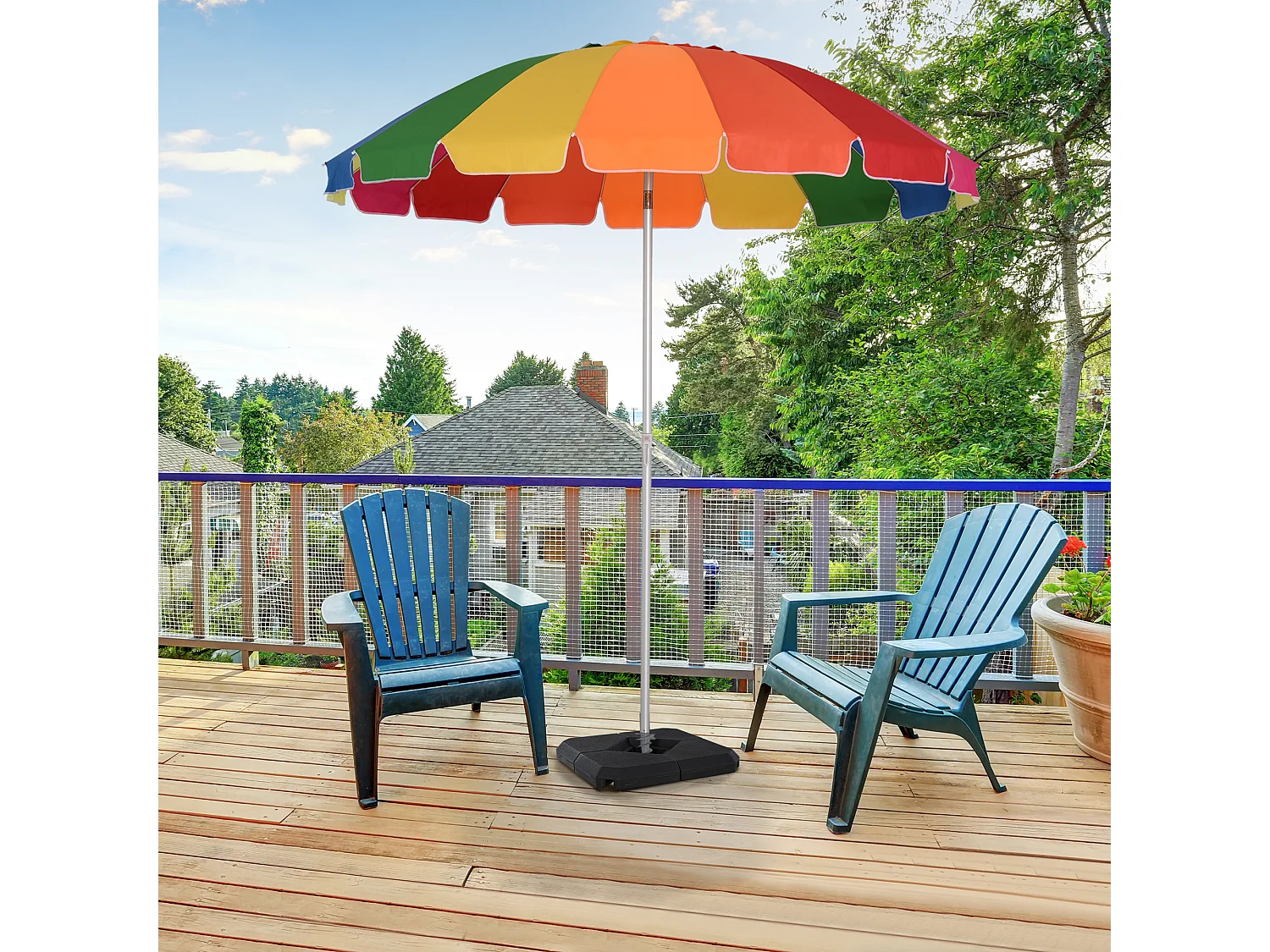 Parasol inclinable rond Ø 220 cm tissu polyester haute densité anti-UV mât démontable alu sac de transport inclu multicolore