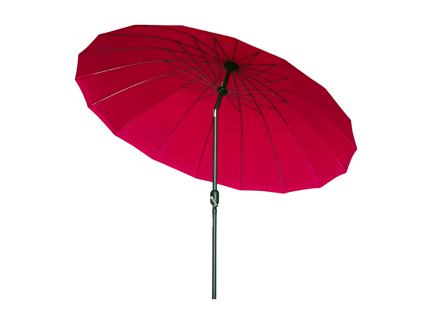 Parasol inclinable rond avec manivelle métal fibre de verre Ø 2,55 m polyester haute densité bordeaux