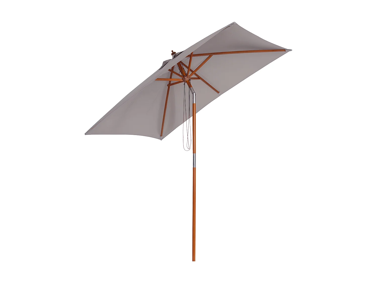 Parasol rectangulaire inclinable bois polyester haute densité 2L x 1,5l x 2,3H m gris clair