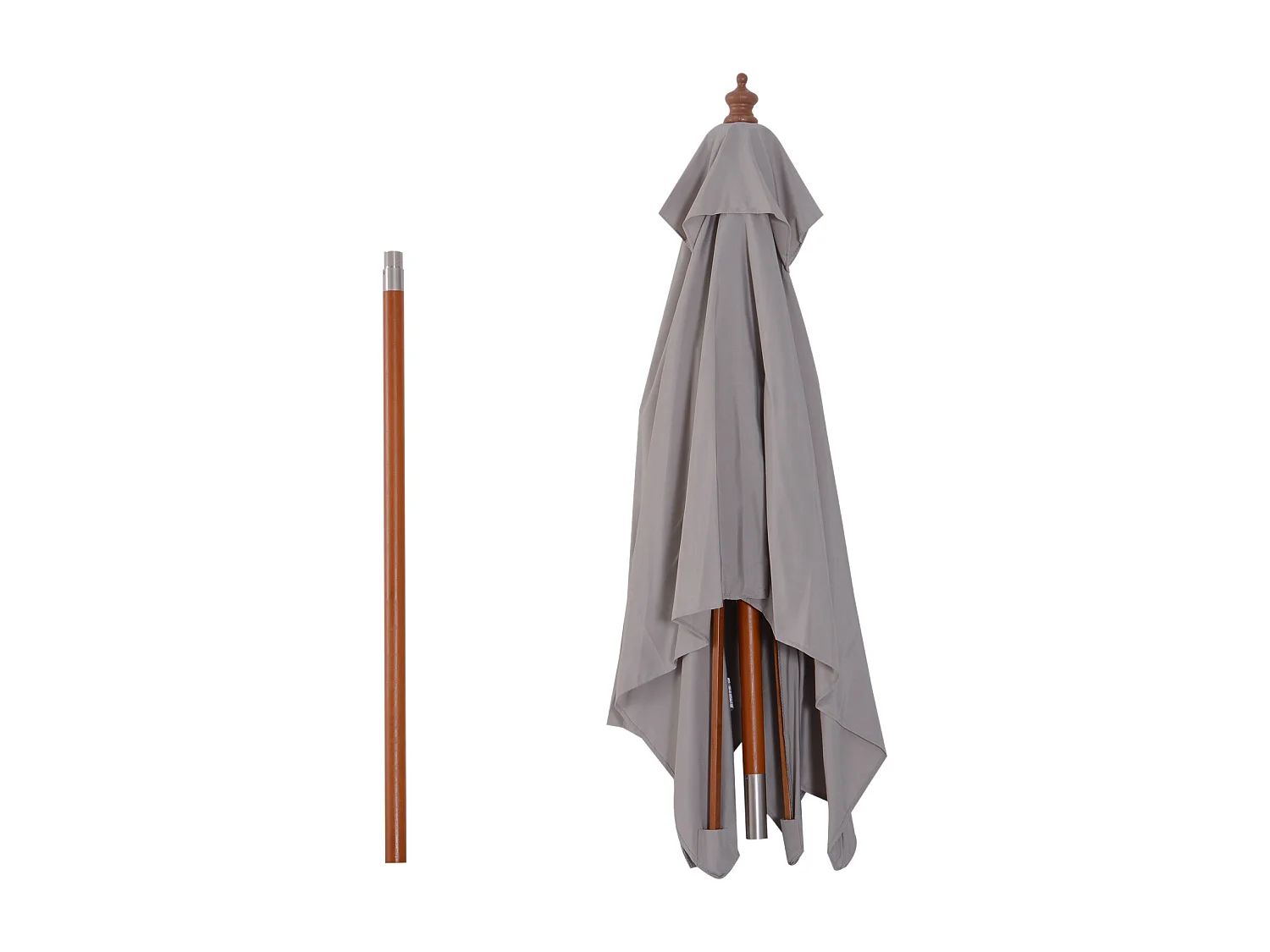 Parasol rectangulaire inclinable bois polyester haute densité 2L x 1,5l x 2,3H m gris clair